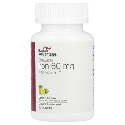 Chewable Iron with Vitamin C, Lemon & Lime, 60 mg, 90 Tablets