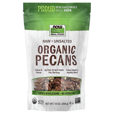 Organic Raw Pecans, Unsalted, 10 oz (284 g)