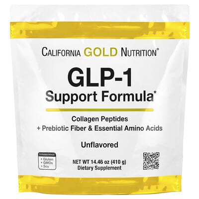 GLP-1 Support Formula with Collagen Peptides, Prebiotic Fiber & Essential Amino Acids, Unflavored, 14.46 oz (410 g)