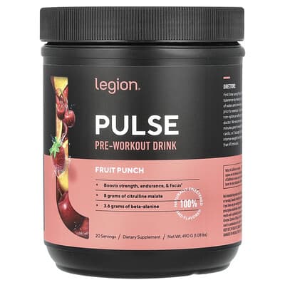 Pulse предтренировочный напиток, Fruit Punch, 1.08 lbs (490 g)