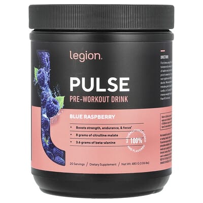 Предтренировочный напиток Legion Athletics Pulse Blue Raspberry 480 g