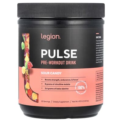 Предтренировочный напиток Legion Athletics Pulse, Sour Candy, 1.04 lbs (472 g)