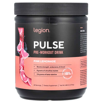 Предтренировочный напиток Pulse, Pink Lemonade, 1.07 lbs (484 g)