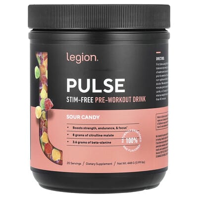 Legion Athletics предтренировочный напиток Pulse, Sour Candy, 0.99 lbs (448 g)