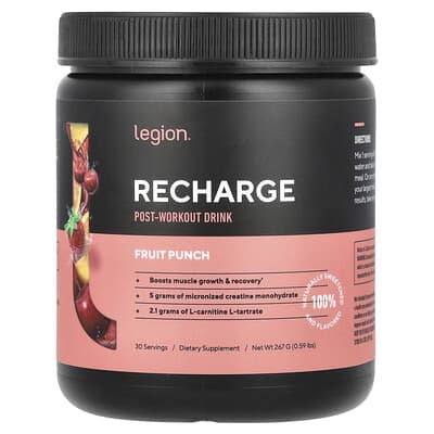 Recharge, напиток после тренировки, Fruit Punch, 0.59 lbs (267 g)