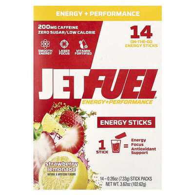 GAT JetFuel® энергетические стики, клубничное лимонад, 14 шт.