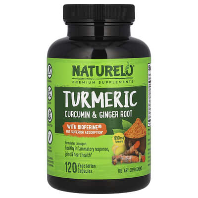 Turmeric Curcumin & Ginger Root с Bioperine®, 120 вегетарианских капсул