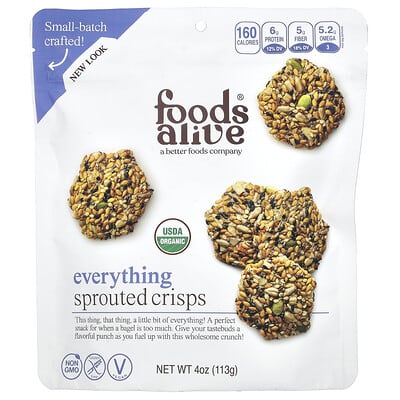 Хрустящие закуски Sprouted Crisps, Everything, 4 oz (113 g)