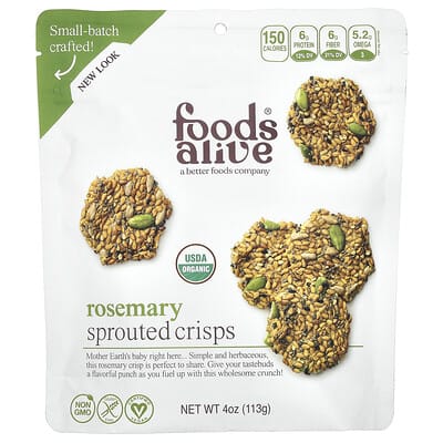 Хрустящие чипсы Sprouted Crisps, Rosemary, 4 oz (113 g)