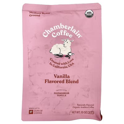 Organic Arabica Coffee, Ground, Medium Roast, Vanilla, 10 oz (283 g)