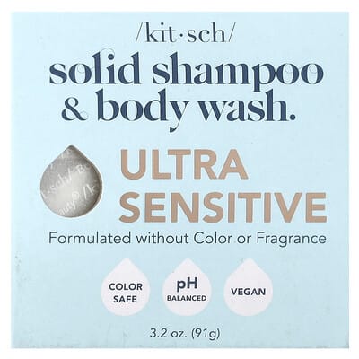 Ultra Gentle Solid Shampoo & Body Wash Bar, Fragrance-Free, 3.2 oz (91 g)