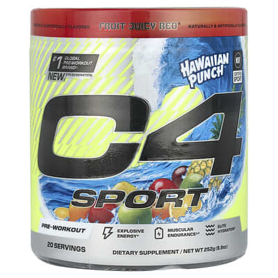 Предтренировочный комплекс C4® Sport, Hawaiian Punch® Fruit Juicy Red®, 8.9 oz (252 g)