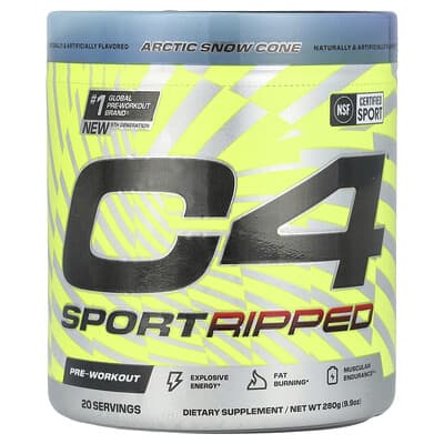 C4 Sport Ripped предтренировочный комплекс, Artic Snow Cone, 9.9 oz (280 g)