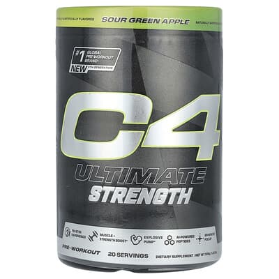 C4 Ultimate Strength, Pre-Workout, Sour Green Apple, 1.23 lbs (558 g), предтренировочный комплекс