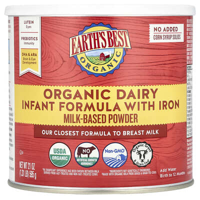 Earth's Best органическая детская смесь с железом, от 0 до 12 месяцев, 21 oz (595 g)