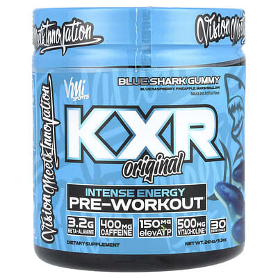 Предтренировочный комплекс KXR Original, Intense Energy Pre-Workout, Blue Shark Gummy, 9.3 oz (264 g)