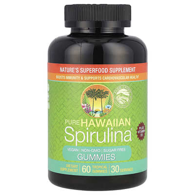 Спирулина Pure Hawaiian Plus Vitamin D3, 60 жевательных мармеладок Tropical