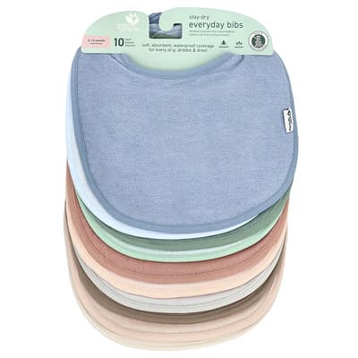 Stay-Dry Everyday Bibs, 3-12 Months, Multicolor, 10 Pack