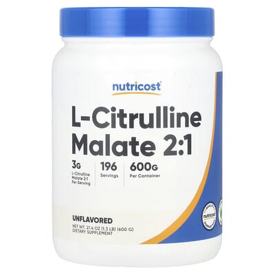 L-Citrulline Malate 2:1, Unflavored, 21.4 oz (600 g)