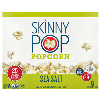 Попкорн SkinnyPop Sea Salt, 6 пакетов по 2.8 oz (79 g)