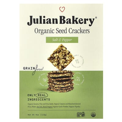 Органические крекеры Julian Bakery с солью и перцем, 4 oz (113 g)