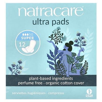 Ultra Pads, Organic Cotton Cover, Super, 12 Pads
