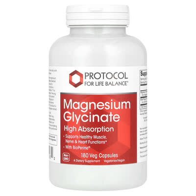 Magnesium Glycinate, High Absorption, 180 Veg Capsules