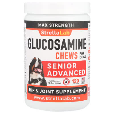 Glucosamine Chews, Max Strength, Senior Advanced, For Dogs, Chicken, 120 Soft Chews, 12.6 oz (360 g)