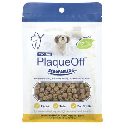 ProDen PlaqueOff® Scoopables, For Small & Medium Breed Dogs, Hickory Smoked Bacon, 5.5 oz (157.5 g)