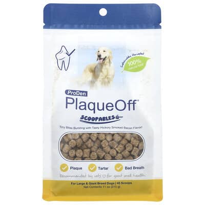 ProDen PlaqueOff® Scoopables, For Large & Giant Breed Dogs, Hickory Smoked Bacon , 45 Scoops, 11 oz (315 g)
