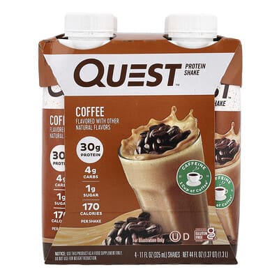 Протеиновый коктейль, кофе, 4 порции, 11 fl oz (325 ml) каждая