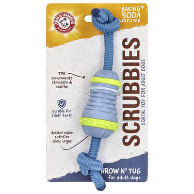 Scrubbies, Dental Toy For Adult Dogs, Throw N' Tug, 1 Toy
