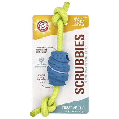 Scrubbies, Dental Toy For Senior Dogs, Treat N' Tug, 1 Toy