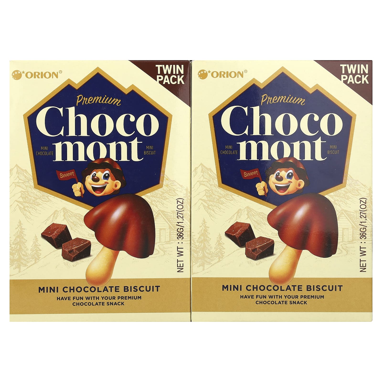 Premium Choco Mont, Mini Chocolate Biscuit, 2 Packs, 1.27 oz (36 g) Each
