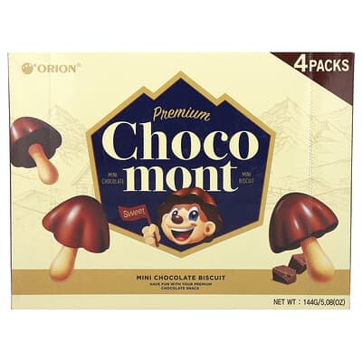 Orion Premium Choco Mont, мини шоколадное печенье, 4 упаковки по 30 g