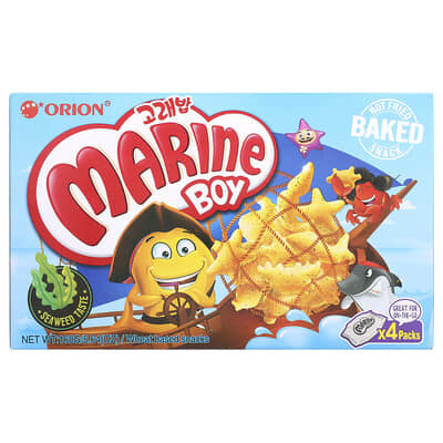 Снеки Marine Boy на основе пшеницы с морскими водорослями, 4 упаковки по 1.41 oz (40 g)
