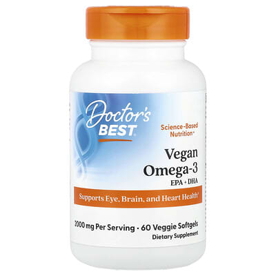 Vegan Omega-3,  EPA+DHA, 60 Veggie Softgels (1,000 mg per Softgel)