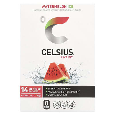 Celsius Напиток Live Fit, Watermelon Ice, 14 пакетиков, 0.18 oz (5.08 g) каждый