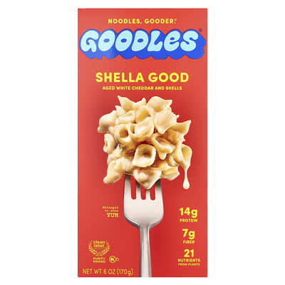 Goodles Shella Good, макароны с белым чеддером, 6 oz (170 g)