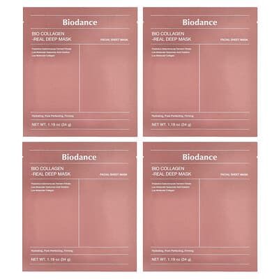 Bio Collagen Real Deep Beauty Mask, 4 Sheets, 1.19 oz (34 g) Each