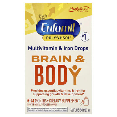 Poly·Vi·Sol® , Brain & Body, Multivitamin & Iron Drops, 6-24 Months, 1 2/3 fl oz (50 ml)