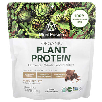 Organic Plant Protein, Rich Chocolate, 13.2 oz (374 g)