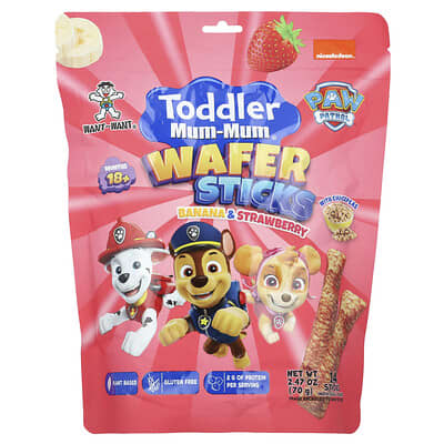 Hot Kid Toddler Mum-Mum®, Wafer Sticks, Paw Patrol™, 18+ Months, Banana & Strawberry, 14 палочек, 2.47 oz (70 g)