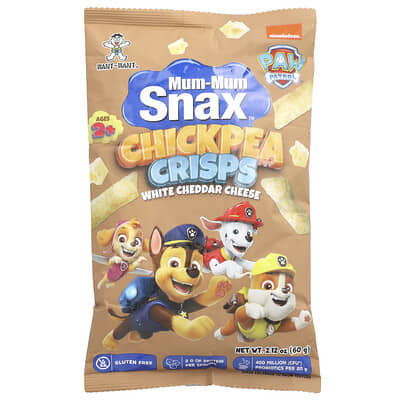Mum-Mum Snax™, Чипсы из нута, Paw Patrol™, Ages 2+, White Cheddar Cheese, 2.12 oz (60 g)