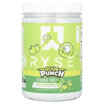 Loaded Pre, Sour Punch® кислый зеленый яблоко, 16,5 унции (486 г)
