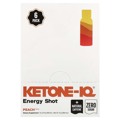 Energy Shot, Peach, 6 бутылок по 2 fl oz (59 ml)