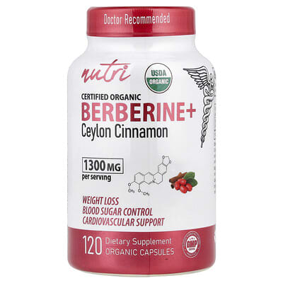 Organic Berberine+ Ceylon Cinnamon, 120 органических капсул