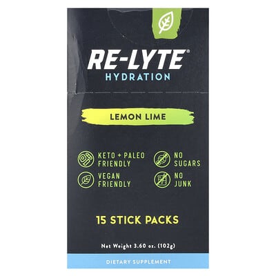 Re-Lyte® Hydration Lemon Lime, 15 Stick Packs, 0.24 oz (6.8 g) каждый