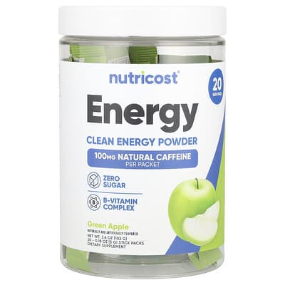 Порошок Energy, Clean Energy, Green Apple, 20 Stick Packs