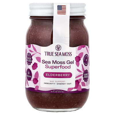 Суперфуд Sea Moss Gel, Elderberry, 16 fl oz (473 ml)